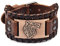 Thajaling Braunes Wolf Fenrir Armband - Vintage Nordic Talisman für Keltisches Heidnisches Cosplay Kostüm - Gothic Leder, Adjustable from 18 to 22.5 cm