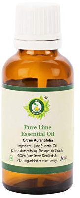 Olio essenziale lime | Citrus Aurantifolia | Per Diffusore | Per pelle | Per cottura | 100% puro | Distillato a vapore | Grade terapeutico | Lime Essential Oil | 100ml | 3.38oz By R V Essential