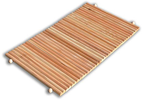 Castelmerlino Tapis de Bain Enroulable en Bois de mélèze Naturel Profil Semi-Rond 45x75 cm