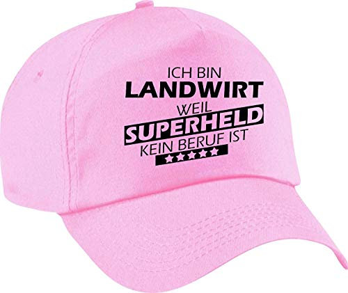 ShirtInStyle Basecap, Ich Bin Landwirt Weil Superheld kein Beruf ist, Beruf Ausbildung Abschluss, Mütze Kappe Hut Cap, Farbe Rosa