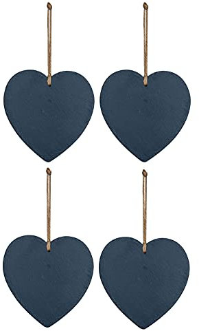 4er Set Schiefertafel Herz 20x20cm Schieferplatte Memotafel Türschild Dekohänger Schild Wanddeko