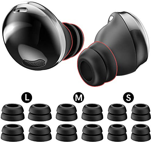 Delidigi Embouts Auriculaires pour Galaxy Buds Pro, 6 Paires Silicone d'embouts en à Double de Remplacement pour Bouchons d'oreilles compatibles avec Samsung Galaxy Bus Pro (Le Noir)