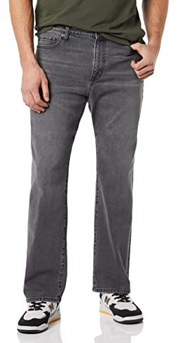 Amazon Essentials Men's Straight-Fit Bootcut Jeans - Discontinued Colours, Washed Grey, 28W / 29L