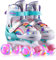 Sumeber Verstellbar Rollschuhe für Kinder,mit Leuchtenden Rädern Roller Skates Bequem und atmungsaktiv Quad Skates für Mädchen Rosa (Rouge, M(35-38))