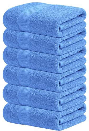 Infinitee Xclusives Premium Hand Towels 6-Pack (40 x 72 cm) – 100% Cotton, Super Absorbent, Quick-Dry Towels for Bathroom, Hotel, Salon & Gym Use |Eloquent Blue|