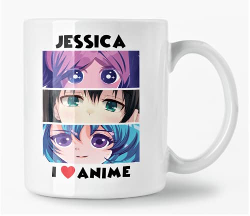I Love Anime Mug, Personalised Gift for Anime Fan