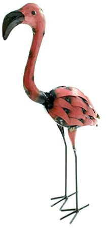 Metall Dekofigur Flamingo 22 x 51cm rosa Garten-Figur Deko Skulptur Tierfigur