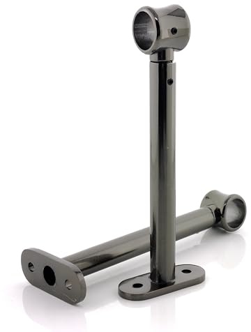GIRASOLE HOME® Support réglable long pour tringle à rideau, 2 pièces, support mural en alliage de zinc, résistant pour bâtons de diamètre de 18 à 20 mm (165 mm, nickel noir)