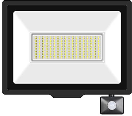 Willpower LED Security Lights Outdoor Motion Sensor 200W LED Floodlight 20000lm IP66 Waterproof PIR Lights Daylight White 6500K Wall Light for Garden Backyard Garage Doorway Court Patio Lawn
