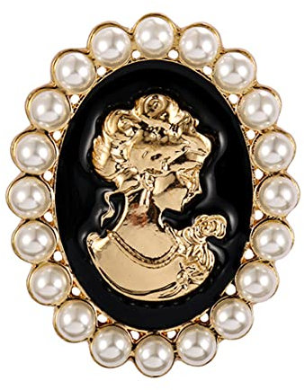 MYSOMY Vintage viktorianische Kamee Brosche Pin Vintage Strass Brosche viktorianischer Schmuck für Frauen, Metall, R
