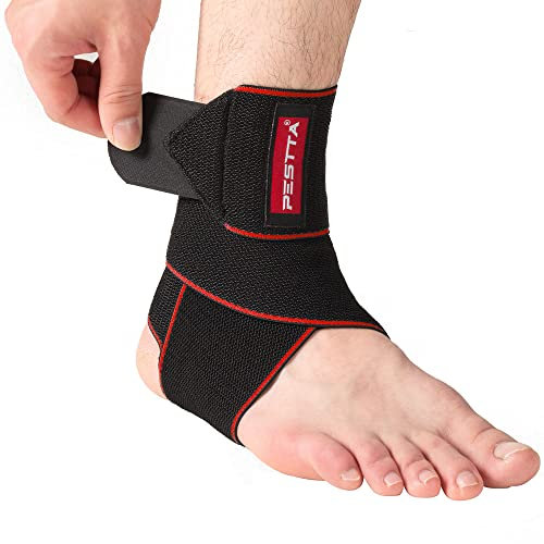 PESTTA Sprunggelenkbandage, Einstellbares Fußbandage, Flexible knöchelbandage, Ultradünn Fußgelenkbandage, Komfortabel fußgelenk bandage, Rechte und Linke Fußgelenk, Damen und Herren (Rot 1 Stück)