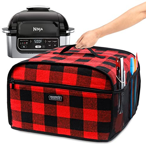 BAGSPRITE Dust Cover Compatible with Ninja Foodi Air Fryer, Ninja Foodi Grill (AG301, AG302, AG400), Appliance Cover with Pockets for Ninja Accessories, Ninja Air Fryer Accessories, Buffalo Check