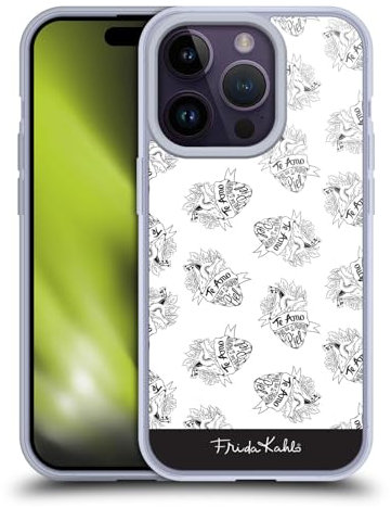 Head Case Designs Offizielle Frida Kahlo Herz Weiss Typografie Gelhülle [Militärischer Schutzgrad] Kompatibel Mit Apple iPhone 14 Pro Und Kompatibel Mit MagSafe