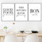 Good Food Good Mood Bon Appetit Zitate Leinwand Gemälde Schwarz Weiß Wandkunst Poster und Druck Bilder Küche Wohnkultur 30x40cm-3Pieces Rahmenlos