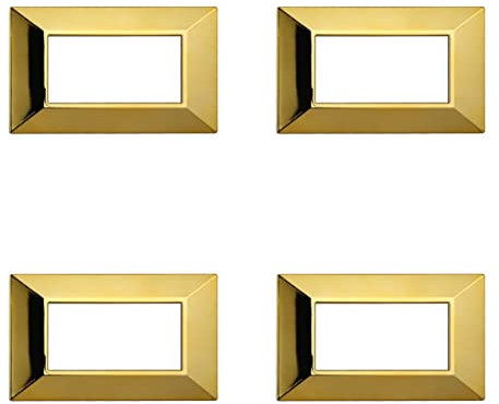 4 Pezzi Placche Compatibile Con Bticino Axolute, Placche Plastica Quadrata, Stile Piramide (4 Posti/Moduli,Oro Lucido)