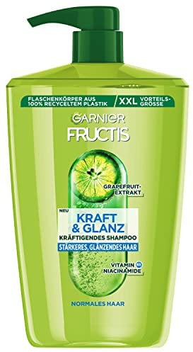 Garnier Fructis Kraft und Glanz kräftigendes Shampoo Grapefruitextrakt XXL, gibt dem Haar Kraft und Energie zurück, für stärkeres und glänzendes Haar, Maxi Format, 1000 ml