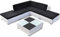 Hommdiy 6-TLG. Garten-Lounge-Set mit Auflagen Poly Rattan Lounge, Sitzgruppe mit Glastisch, Sofa Tisch Set, Familien-Lounge, Weiß, schwarz