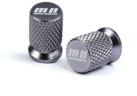 MOTO NOSTRA Ventilkappen Set 2 Stück CNC grau universal kompatibel für Roller, Scooter, Vespa, Motorrad, Schaltmoped, Enduro
