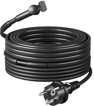 DEWENWILS Heizkabel 230V mit Thermostat, 12M Heizband Frostschutz, Wärmekabel 15W/M, Heizdraht IP67 Wasserdicht, Rohrbegleitheizung Wasserleitung, Stromsparend, Automatisch An- Ausschalten