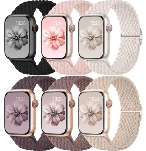 Geflochten Armbänder für Apple Watch Armband 42mm 40mm 41mm 46mm 44mm 45mm 49mm 38mm Damen/Herren,Elastisch Nylon Solo Loop Band für Apfelband Apple Watch 10 iWatch Series 10/9/8/7/6/5/4/3/SE/Ultra/2