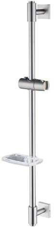HomeHeng Duschstange 80cm mit Seifenschale, Brausestange Edelstahl SUS304 mit Duschkopfhalterung Handbrause Stange Duschkopfhalter Höhenverstellbar Gebürsteter Nickel,H811-80BN