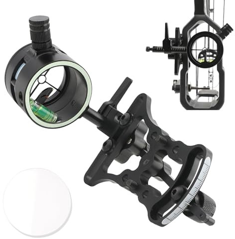 SHARROW Bogenschießen Compound Bogenvisier 1 Pin 2 Zielpunkt 0,019 Aluminium Schnell Einstellen Doppel Pin Bogen Visier für Ziel Jagd Schießen (Bogenvisier mit 8X Linse)