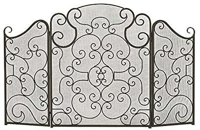 Kamin-Funkenschutz, wunderschöner Kaminschutz, Elegante Kamintüren, Kamingitter aus Eisen für Kamineinsatz (Messing)