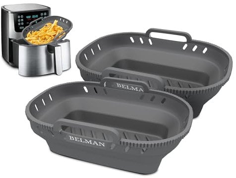 Air Fryer Silicone Pot | Superb Craftsmanship for Easy Cleaning & Food Safety | Dishwasher-Proof & Heat Resistant up to 200°C | Set of Two