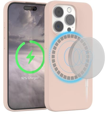 EAZY CASE - Silikonhülle kompatibel mit iPhone 15 Pro Hülle mit Qi Charging Silikon Case weich stoßfeste Handyhülle Schutzhülle Kameraschutz Dünn Schutz Cover TPU Bumper in Nude Rosa