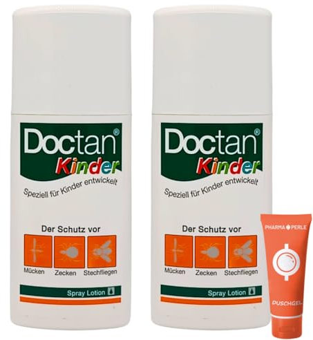 Doctan für Kinder Spray Lotion, 2x 100 ml I Schutz vor Mücken, Zecken und Stechfliegen I Für Kinder und Babys ab 6 Monaten I Spar-Set plus Pharma Perle give-away