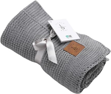 Little Dedi Luxuriöse Babydecke Starlink Geburt für Mädchen & Jungen | Weiche Kuscheldecke, Ideal für Babyschale & Reisebett | Oekotex 100 (Grau)
