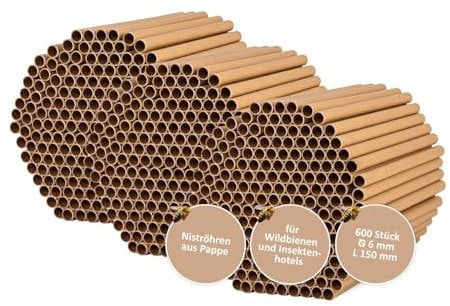 CULT at home 600 Nisthülsen für Wildbienen Insektenhotel Ø 6 mm - Länge 15 cm – Zubehör Füllmaterial Ersatz zum Nachfüllen Bauen und Basteln von Nisthilfen Bienenhotel