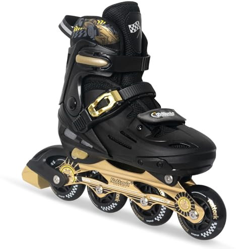 Nattork Inline Skates für Kinder und Erwachsene, 4 Größen Verstellbar Kinder Inliner mit Leuchtenden Radern, Renndesign Inline Skates für Damen Herren (Goldene, L (37-40))