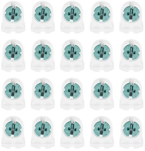 PATIKIL 24 Pièces Support de Lampe T5 Douille de Lampe Blanc Vert | Sans Shunt G13, pour les Tubes Fluorescents Intégrés à LED