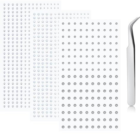 NIUSIMAN Fake Nose & Lip Piercing Studs - 3 Sheets Non-Piercing Ear, Nose, Eye & Brow Gems - 2/2.5/3/4MM