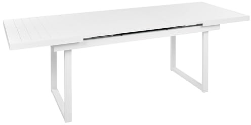 Beliani Gartentisch Aluminium weiß rechteckig 180/240 x 90 cm Modern Valcanetto