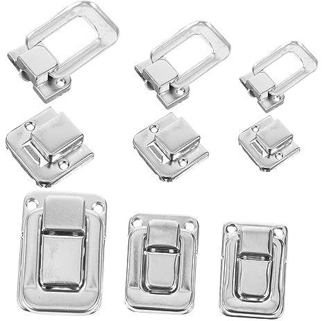 WHAMVOX Confezione Da 6 Pezzi blocco a scatto baule serratura a cerniera serrature con fibbia per scatole cerniera di blocco fibbie a cerniera ferro da stiro Silver