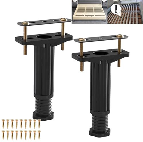 HAIYUU 2 Pièces Pieds de Meuble, Pieds de Meubles Réglables, Pieds de Lit Pieds de Table Pieds de Support Fixation pour Meubles Table Chaise Bureau Cuisine Armoire Canapé, Plastic 15-27CM