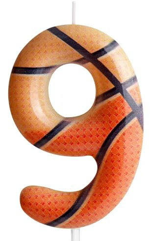 Zolunu Basketball Themed 9th Birthday Cake Candle, Number 9 Candle, Sport-Themed Party Decorations Supplies