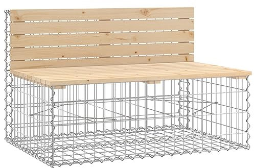 HETFTJN Esszimmerbank Balkon Lounge Klein Sitzbank Esszimmer Garden Bench - Gartenbank aus Gabionen 103x70x65 cm Massivholz Kiefer für Garten Balkon Terrassen Draussen
