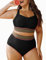 Hanna Nikole Bikini Damen Set GroßE Größ Bauchweg Bademode Twist-Kreuz Push Up Bikini-Oberteil Und High Waist Bikini Hose Weiche BadeanzüGe Curvy Strandmode Einstellbar Schwimmanzug
