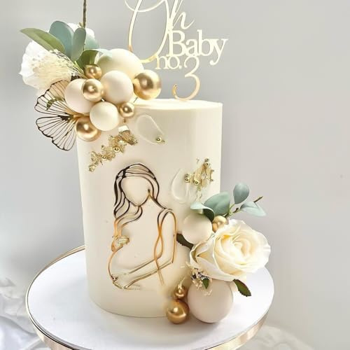 Décoration de gâteau pour femme enceinte – Breloque en acrylique pour gâteau de grossesse pour fête prénatale et révélation du sexe