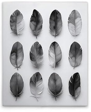 A.S. Création Leinwandbild Federn Grau - Wandbild in Schwarz, Grau - 40 x 50 cm - DD132893