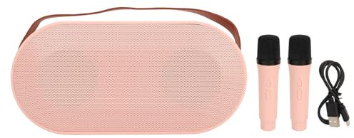 flexman Portable Bluetooth Speaker with Microphone Set, Cute Karaoke Machine with Ambient Light Effects for Kids Adults, Handheld Karaoke Mics Speaker Machine for Party (Pinks 2 Mic)
