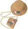 Tunejoy Sombrero de Paja Niñas Gorra de Sol Chica y Bolsillo Set con Decoracion de Flores Gorro de Playa para Viaje Beach Piscina al Aire Libre Caqui