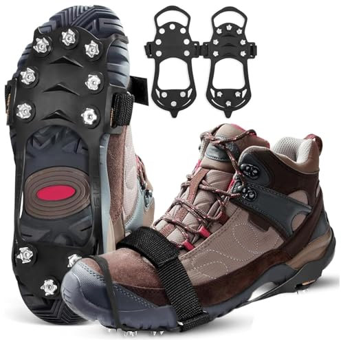 Spikes Schuhe Schuhkrallen für Winter, Schuhkrallen Steigeisen, Schuhkrallen Eisspikes Wandern, Anti Rutsch Schuhspikes für Grödeln Wander Joggen im Winter Damen Und Herren (Größe L)