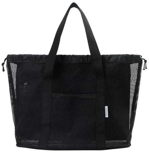 GWAWG Wasserdichte Strandtasche, große Pool-Tragetasche mit Reißverschluss, faltbare Design, Netz- und Reißverschluss, für Picknick, Fitnessstudio, Schule