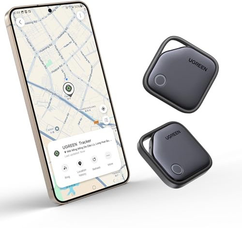 UGREEN FineTrack S Smart Finder Tag Traceur Bluetooth Galaxy Uniquement 18 Mois Batterie Localisateur Objets Compatible avec SmartThings pour Wallet Valises Portefeuilles Clés Bagages Sacs Lot de 2