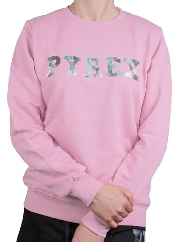 PYREX ORIGINAL - Felpa Girocollo da Donna in Cotone, Polsini Elasticizzati, Logo Frontale Riflettente - Art.45163