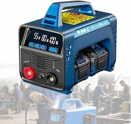 Gpxhbcb 2 x 6000mAh Cordless Welding Machine Battery LED Display, MMA ARC 160A Battery Powered Welder Machine Digital IGBT Inverter Stick Welder